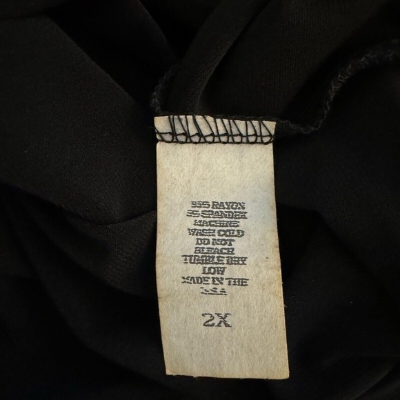 Seranoma NWT Size 2X Solid Black Mid-Calf 3/4 Sleeve Faux Wrap Dress - Picture 4 of 4